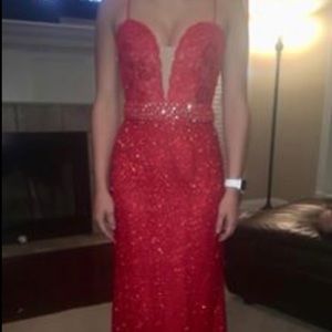 Sherri Hill red formal dress